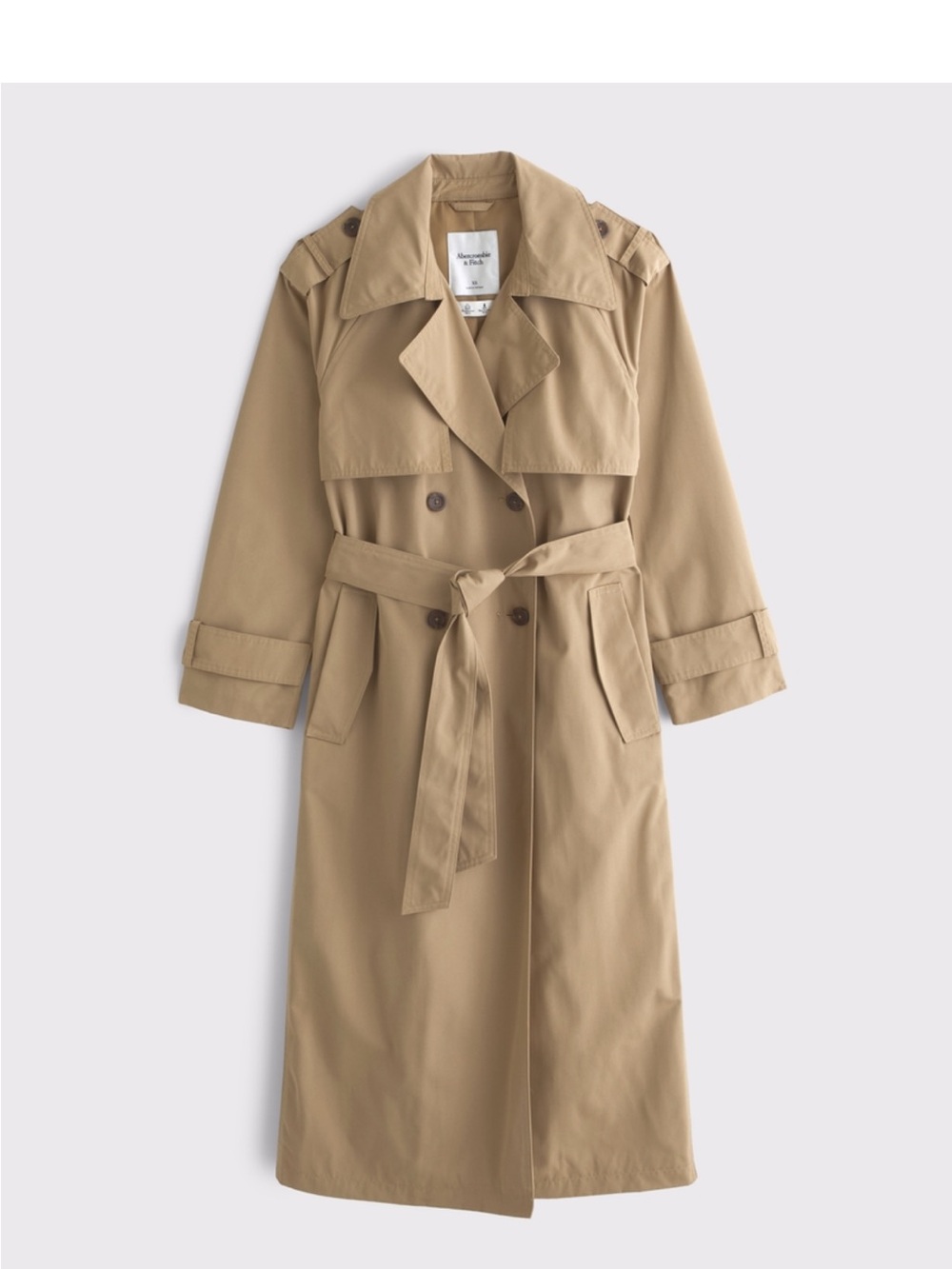 Abercrombie & Fitch Khaki Trench Coat with Belt